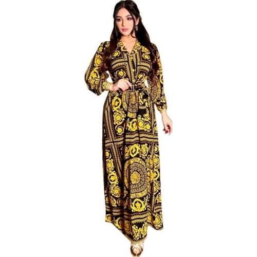 2021 Eid Moroccan Kaftan Abaya Turkey Print Muslim Dress Abayas for Women Dubai Africa Oman Ethnic Arabic Islam Clothing Evening