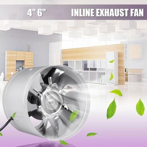 Inline Duct Fan Booster Exhaust Blower Air Cooling Vent Metal Blades Exhaust Fan Home Accessories 4/6inch Fan (No Adapters)