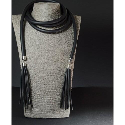 YD&YDBZ New Rubber Tassel Necklace For Women Pendant Necklaces Handmade Long Jewelry Necklace Punk Style Elasticity Rope Chokers