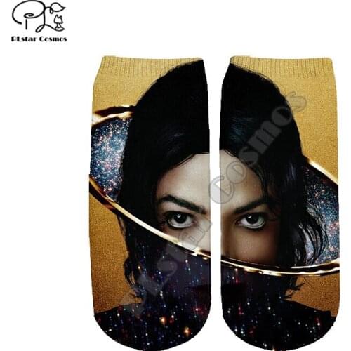PLstar Cosmos Pop King Singer Musician Michael Jackson HipHop 3DPrint Women/Men/Boy/Girl Cotton Funny Casual Short Ankle Socks 6