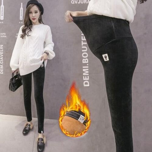 Winter Maternity Leggings Thick Adjustable Waist Velvet Line Pregnant Women Pregnancy Clothes Pants Ropa Mujer Maternal