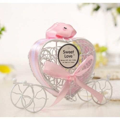 1pc Candy Gift Box Romantic Heart European Ideas Wrought Iron Pumpkin Carriage Party Wedding Decoration Sweet Box Party Gift Box