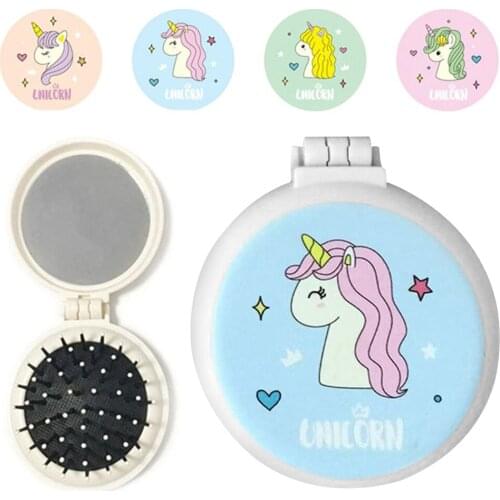 1Pc New Makeup Comb Hair Brush Pro Styling Tool Portable Mini Folding Comb Airbag Massage Round Travel Hair Brush With Mirror