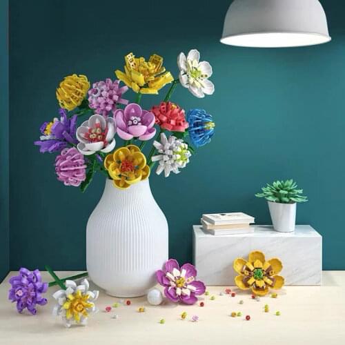 1PC SEMBO Creator Flowers Building Blocks for Girl Gift Moc City Decor Home Garden DIY Compatible Bricks Kids Montessori Toys