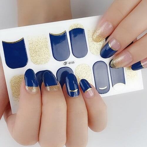 14tips/sheet New Arrival Nail Stickers 3D Beauty Nail Art Manicure Mixed Bronzing Shiny Full Nail Decals Long Lasting Wholesale