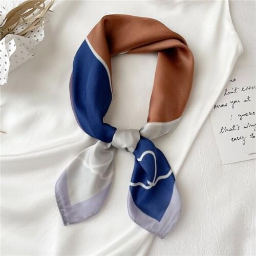 2021 Fashion Headband Silk Shawl Satin Square Scarf For Women Neckerchief Female Headscarf Print Foulard Hijab Hair Wrap Bandana