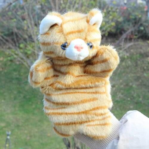 25cm Animal Hand Puppet Cat Plush Toys Baby Educational Hand Puppets Cartoon Pretend Telling Story Doll Toy for Children Kids