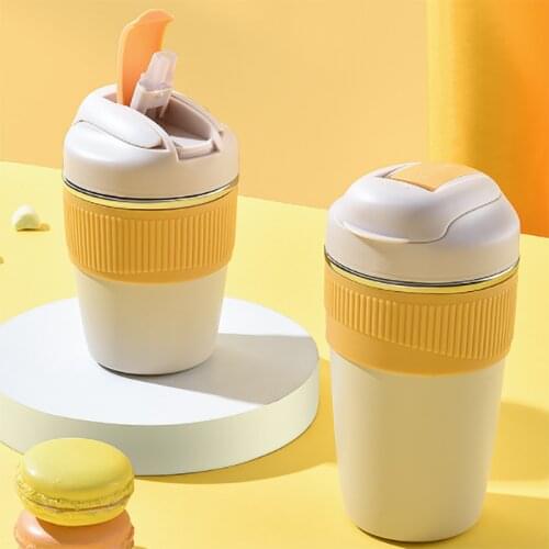 350/480ml Straw Cup Heat Preservation 316 Stainless Steel Cup Milk Student Portable Water Bottle With Straw Portable Travel Cup