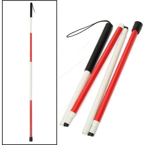 46inch 4 Sections Folding Blind Guide Cane Aluminum Walking Climbing Sticks Wrist Strap Reflector