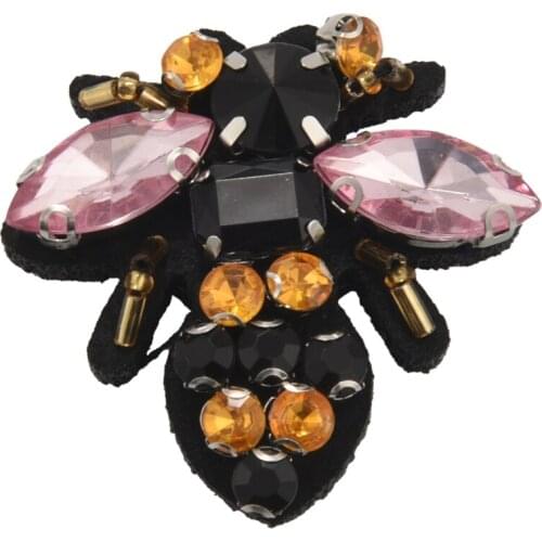 5Pcs Bees Sequins Rhinestones Bead Brooch Patch Fabric Diy Fashion Clothing Decoration Bee Jewelry Decoration