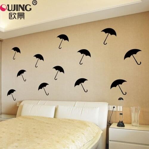 9*9cm*10pcs Cartoon Umbrella Shape Wall Stickers For Kids Baby Room Nursery Home Decor Self-adhesive Wallpaper Vinyl Wall Decals