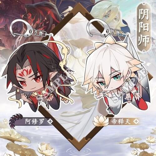 Anime Onmyoji Sakro devanam indrah Keychain Pendant Toys Cartoon Keyrings Game Badge Brooch Pin Clothing Decor Xmas Gifts