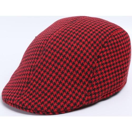 Fashion Autumn Winter Beret Men Women Soft Houndstooth Retro Hats Casual Breathable Winter Warm Comfort Beret Driver Hat Cap