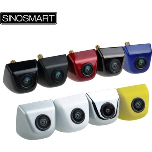 SINOSMART In Stock Wide View Angle Universal Parking Reverse Backup Camera for Car DC 5V-28V Input with 7 Colors Freely Optional