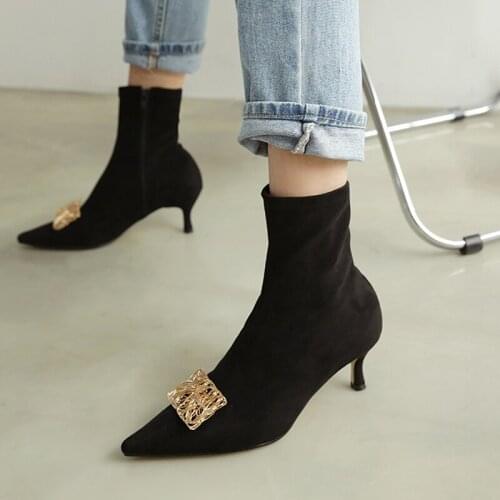 Size 33-42 Fashion Womens Leather Pointed Toe Stiletto 6CM/8CM Stretch Boots Winter 2020 Boots