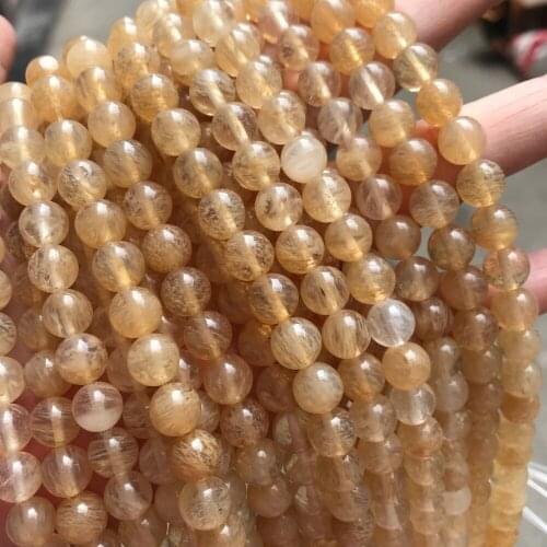 Natural Tea Cherry Quartz Stone Beads Round Loose 15" Strand 4 6 8 10 12MM Spacers Beads for Jewelry Making DIY Bracelets