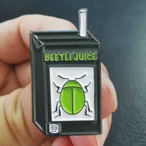 Fruit Juice Enamel Pin Scary Beetle Brooch mischievous ghost Badge Horror Movie Inspired Jewelry