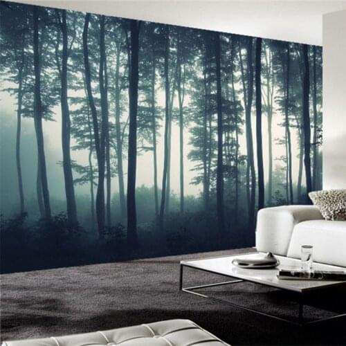 Custom Photo Wallpaper 3D Dense Fog Forest Tree Wall Mural Living Room TV Sofa Bedroom Wall Painting Nature Landscape Wall Paper