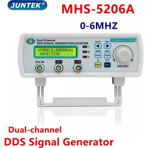 JUNTEK MHS5206A 6MHZ Digital Dual-channel Signal Generator DDS Function Generator Frequency Generator Arbitrary Waveform Pulse