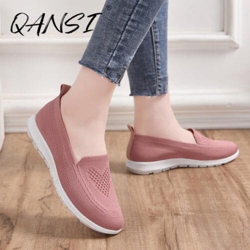 Summer Breathable Mesh Womens Vulcanize Shoes Comfy Soft Walking Shoes for Woman Casual Elasticity Slip on Women Moccasin Shoes