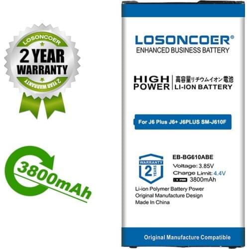 LOSONCOER 3700mAh EB-BG610ABE Battery For Samsung Galaxy J6+ J6 PLUS SM-J610F / J4+ 2018 SM-J415 / J4 Core J410 ON7 2016