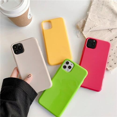 Cute solid Candy Color Glossy Shockproof Soft Silicone Phone Case for iPhone 11 Pro Max XR X XS Max 8 7 6 6S Plus TPU Back Cover
