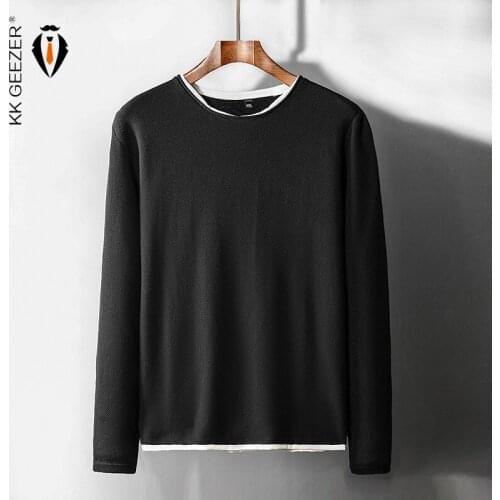 Men Sweater Casual Fit Autumn Winter Pullover Vintage 100% Cotton O-Neck 2020 Simple Solid Color Sweaters Slim Warm Fashion