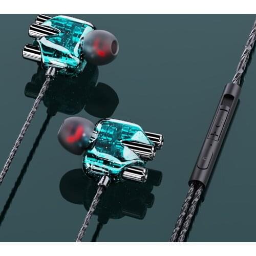 In-ear Dual Coil Heavy Bass HiFi Sound Sport Earphone with Microphone for HUAWEI