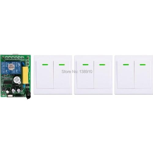 New AC220V 2CH Wireless Remote Control Switch System Receiver + 3*Wall Panel Remote Transmitter Sticky Remote Smart Home Switch