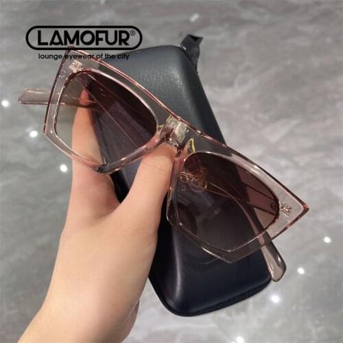 LAMOFUR Fashion Square Sunglasses Women Designer Luxury Cat Eye Sun Glasses Classic Vintage UV400 Outdoor Oculos De Sol 51801