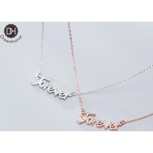 Dreamhonor New Fashion Luxury Gold-Color Forever Chain Necklace Zircon Crystal Necklace Women Fashion Jewelry Birthday Gifts