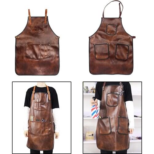 Cross-Back PU Leather Hair Cutting Hairdressing Barber Apron Heavy Duty Premium Quality Adjustable for Men and Women Salon Apron
