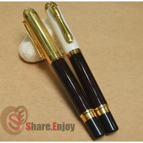 FOUNTAIN PENS 2 DIKAWEN 821 MEDIUM NIB WINE AND GOLDEN WHITE NEW