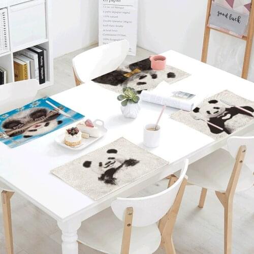 Placemat Place Mat Polyester Selling Cute Panda Linens Table Napkins Tea Design Party Decor Para Bodas45*45cm
