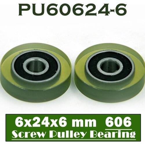 PU 606 Polyurethane Covered Bearing 6*24*6 mm ( 4 Pcs ) Shaft 6mm PU60624-6 Urethane Cover PU606 Bearings