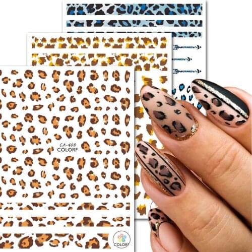 3D Nail Art Stickers Leopard Print Design Adhesive Nail Art Decorations Monstera Flowers Pattern Chinese Elements Nail Decals