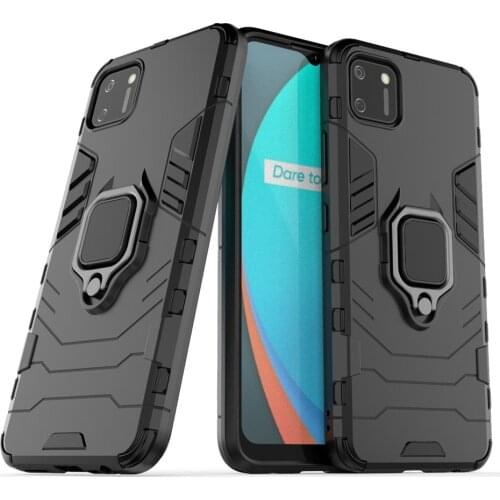 Shockproof Armor Case For Oppo Realme C11 RealmeC11 6.5" Hybrid Hard PC+Soft TPU Rotating Ring Stand Holder Cover