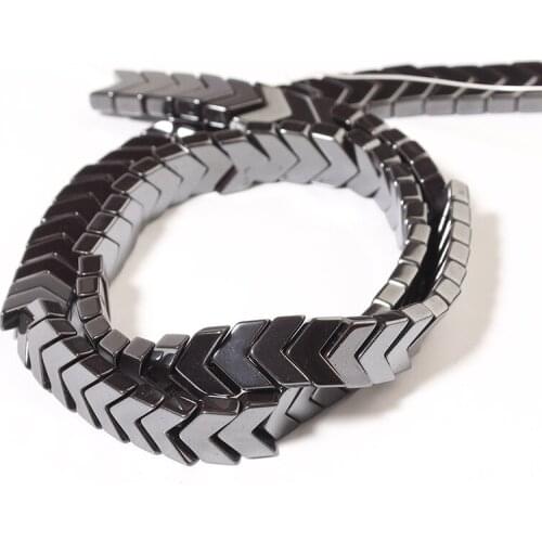 V-shaped arrow black gallstone loose beads natural hematite beads DIY necklace semi-finished products accessories wholesale