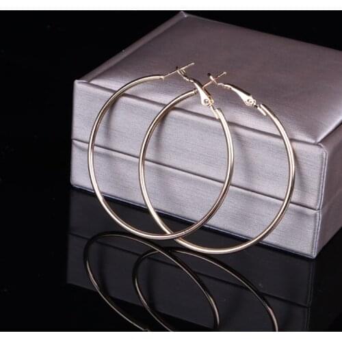Hgflyxu Gold Silver color Large hoop Earrings for women Big Earing round 5cm 9cm 10 cm fashion Jewelry
