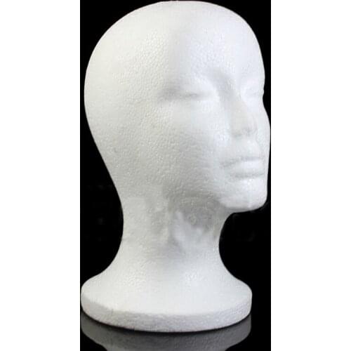 Female Foam Wig Hair Hat Glasses Display Mannequin Manikin Styrofoam Head Model 50JF