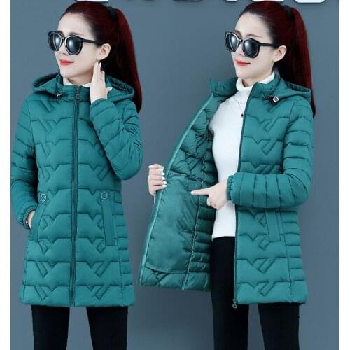 Winter Cotton Jacket Womens Mid-Length Lightweight 2021 New Loose Plus Size Slim Padded Coat Female Clothing