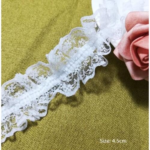1M Elastic Lace Material White Guipure Elastic Lace Ribbon 4.5cm Trim Sewing Silver Laces Lace Fabric For Dresses Crafts P012