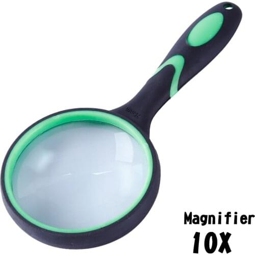 10 Times Magnifying Glass Handheld Lupa Light Mini Pocket Microscope Reading Lens Jewelry Loupe LS50 random color