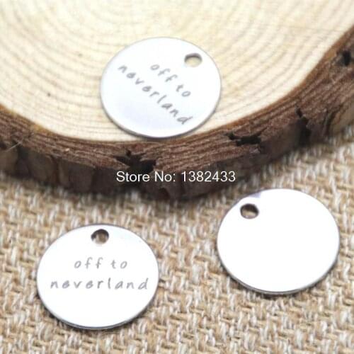 10pcs off to neverland charm silver tone message charm pendant 20mm