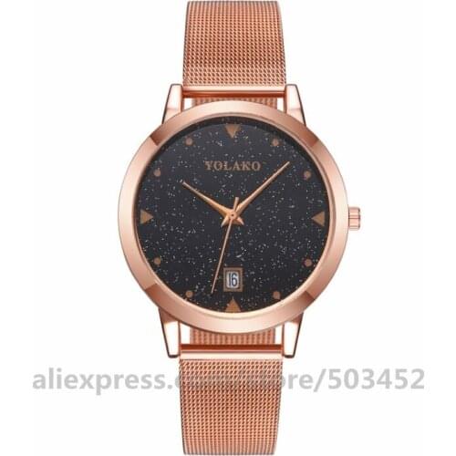 100pcs/lot YOLAKO Wholesale Fashion Starry Sky Watches Magnetic Belt Watch Factory Price With Calendar Clock For Women