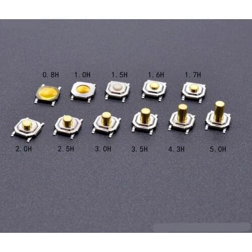 1000PCS/LOT SMD 4*4*0.8MM~5MM 4X4X0.8MM~5MM Tactile Tact Push Button Micro Switch Momentary Push Button Copper Head