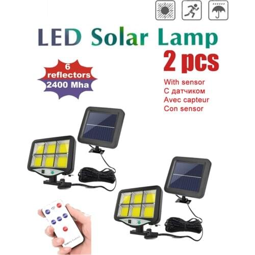 2pcs seperable Solar LED Light Outdoor Street Wall Lamp Human Body Induction motion sensor Wireless Waterproof remote indoor 5M