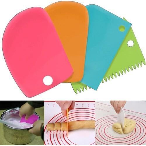 3pcs Plastic Cake Butter Pastry Cookie Dough Scraper Decorating Cutter DIY Tools