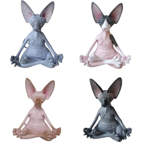 4pc/set 8cm Cat Meditate Statue Collectible Figurines Miniature Decor Sphynx Desktop Decoration Animal Model Figure Home Decor