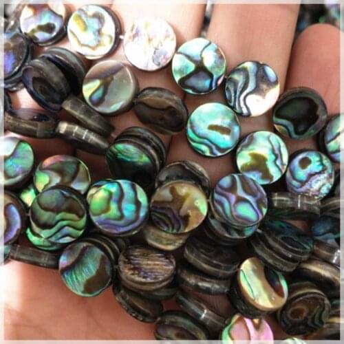 40pcs nature shell beads saltwater shell abalone shell strings size 10mm coin shape seawater mother of pearl new diy beads parts